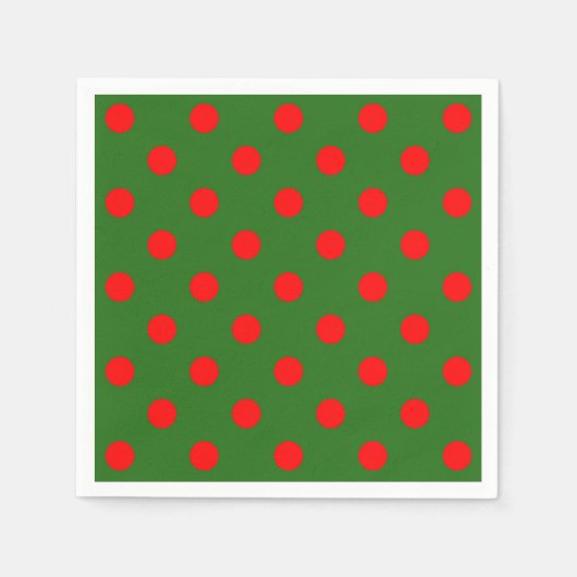 Serviette En Papier Red On Green Pois Design Motif (Devant)