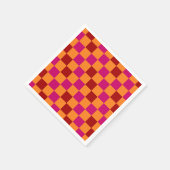 Serviette En Papier Red Orange Pink Checkered Pattern Design (Coin)