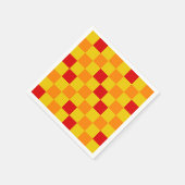 Serviette En Papier Red Orange Yellow Checkered Pattern Design (Coin)