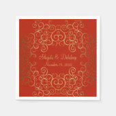Serviette En Papier Red Paper Napkins with Elegant Swirls (Devant)