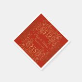 Serviette En Papier Red Paper Napkins with Elegant Swirls (Coin)
