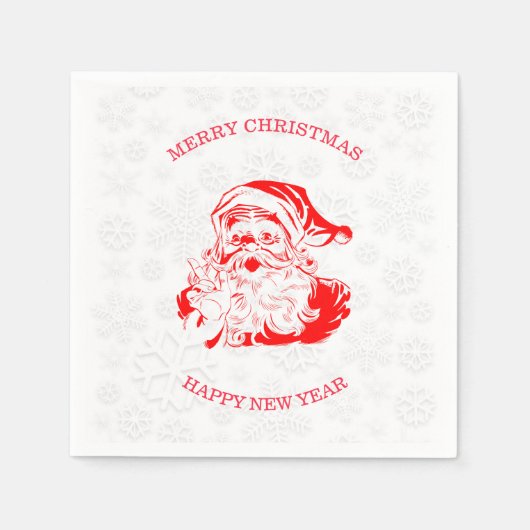 Serviette En Papier Red Père Noël White Snowflakes (Devant)
