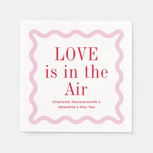 Serviette En Papier Red Pink Love est dans l'Air Wavy Carré (Devant)