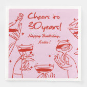 Serviette En Papier Red Pink Retro Handdraw Cocktail original (Devant)