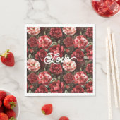 Serviette En Papier Red Pink Rose Flowers (En situation)
