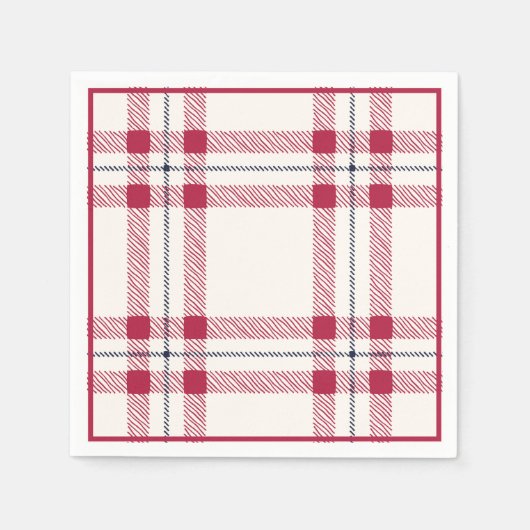 Serviette En Papier Red Plaid Farmhouse Pays Fêtes de Noël (Devant)
