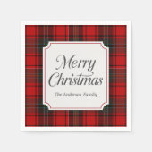 Serviette En Papier Red Plaid Merry Christmas (Devant)