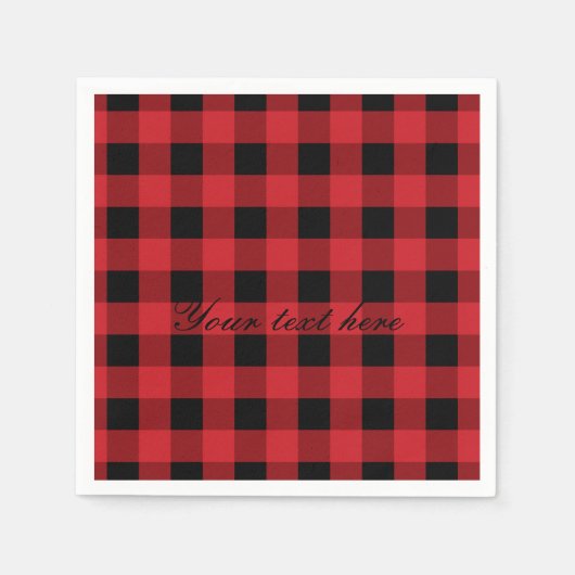Serviette En Papier Red Plaid Rustic Country Vacances de Noël (Devant)