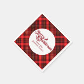Serviette En Papier Red Plaid Tartan Joyeux Noël fête personnalisée (Coin)