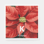 Serviette En Papier Red Poinsettia Christmas Personalized Monogram (Devant)