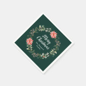 Serviette En Papier Red Poinsettia Wreath Joyeux Noël (Coin)
