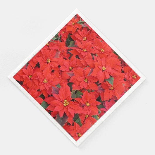 Serviette En Papier Red Poinsettias I Christmas Holiday Floral Photo (Coin)