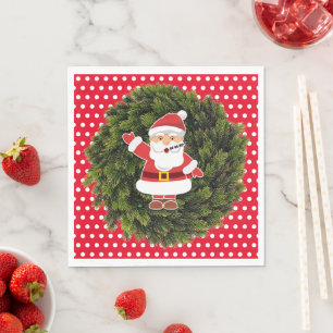 Serviette En Papier Red Polka Dot Père Papier de Noël
