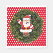 Serviette En Papier Red Polka Dot Père Papier de Noël (Devant)