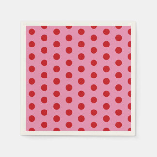 Serviette En Papier Red Polka Dots on Pink