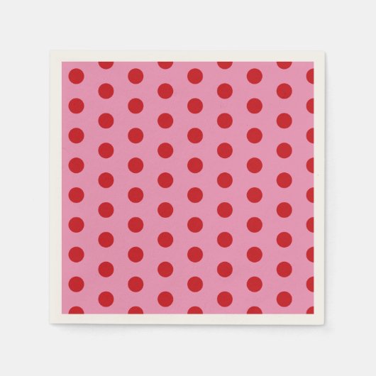 Serviette En Papier Red Polka Dots on Pink (Devant)