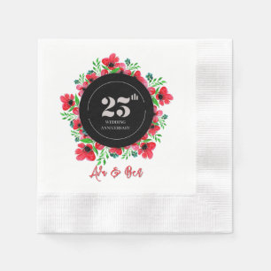 Serviette En Papier Red Poppies 25e anniversaire du Mariage