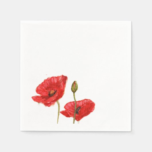 Serviette En Papier Red Poppies Bud (Devant)