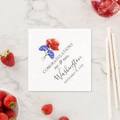 Serviette En Papier Red Poppy & Blue Cornflower Nom et Mariage Date (En situation)