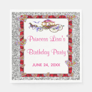 Serviette En Papier Red Ribbon Silver Parties scintillant Royal Prince