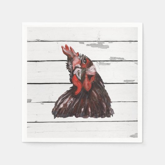 Serviette En Papier Red Rooster Barnyard Party Farmhouse Style (Devant)