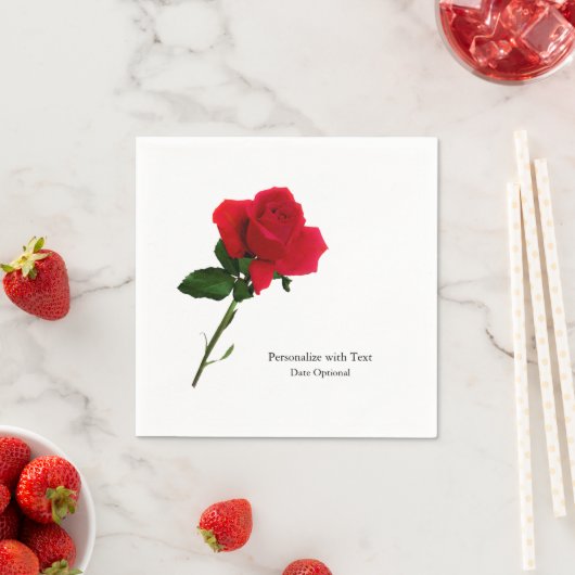 Serviette En Papier Red Rose Custom Cocktail Napkin (En situation)