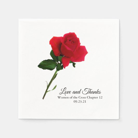 Serviette En Papier Red Rose Custom Script Cocktail Napkin (Devant)