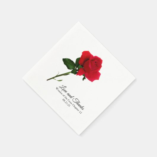 Serviette En Papier Red Rose Custom Script Cocktail Napkin (Coin)