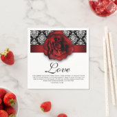 Serviette En Papier Red Rose Damask Amour Mariage Anniversaire (En situation)