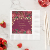 Serviette En Papier Red Rose Gold Star String Étoiles lumineuses Quinc (En situation)