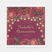 Serviette En Papier Red Rose Gold String Étoiles lumineuses Quinceañer (Devant)