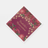 Serviette En Papier Red Rose Gold String Étoiles lumineuses Quinceañer (Coin)