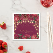 Serviette En Papier Red Rose Gold String Étoiles lumineuses Quinceañer (En situation)