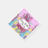 Serviette En Papier Red Rose Roses Pink flower Birthday Womens (Coin)