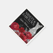 Serviette En Papier Red Roses Argent Gown Noir 90e anniversaire (Coin)