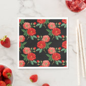 Serviette En Papier Red Roses, Black Background, (En situation)