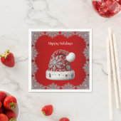 Serviette En Papier Red Santa Hat Holiday Napkin (En situation)