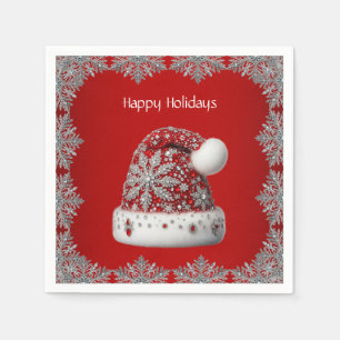 Serviette En Papier Red Santa Hat Holiday Napkin