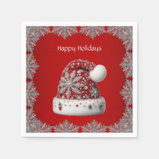 Serviette En Papier Red Santa Hat Holiday Napkin (Devant)