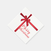 Serviette En Papier Red Satin Ribbon Bow Fête de Noël (Coin)