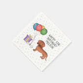 Serviette En Papier Red Smooth Coat Dachshund Chien Joyeux anniversair (Coin)