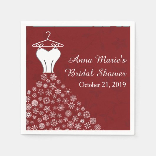 Serviette En Papier Red Snowflakes Mariage robe Fête des mariées (Devant)