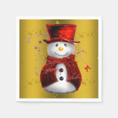 Serviette En Papier Red Snowmen en or (Devant)