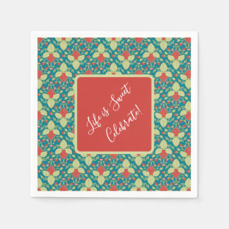 Serviette En Papier Red Strawberries, Flowers, Fruit and Runners