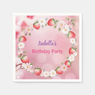 Serviette En Papier Red Strawberry Daisy fête d'anniversaire pour elle