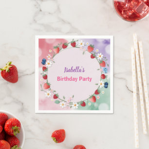 Serviette En Papier Red Strawberry Daisy fête d'anniversaire pour elle