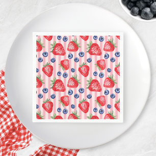 Serviette En Papier Red Stripes Fraise Blueberry fête d'anniversaire