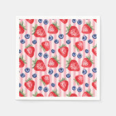 Serviette En Papier Red Stripes Fraise Blueberry fête d'anniversaire (Devant)