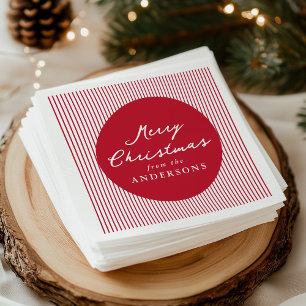 Serviette En Papier Red Stripes moderne Joyeux Noël