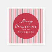 Serviette En Papier Red Stripes moderne Joyeux Noël (Devant)